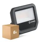 Confezione Multipack 6x Ledvance Proiettore LED Aluminium Nero 17W 2200lm 100D - 830 Luce Calda -  | IP66 - Simmetrico